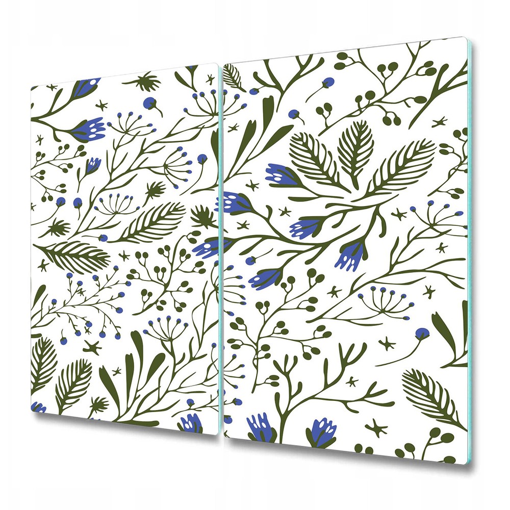 Glass Chopping Board Green composition Spring Floral Small blue flowers 2x30x52