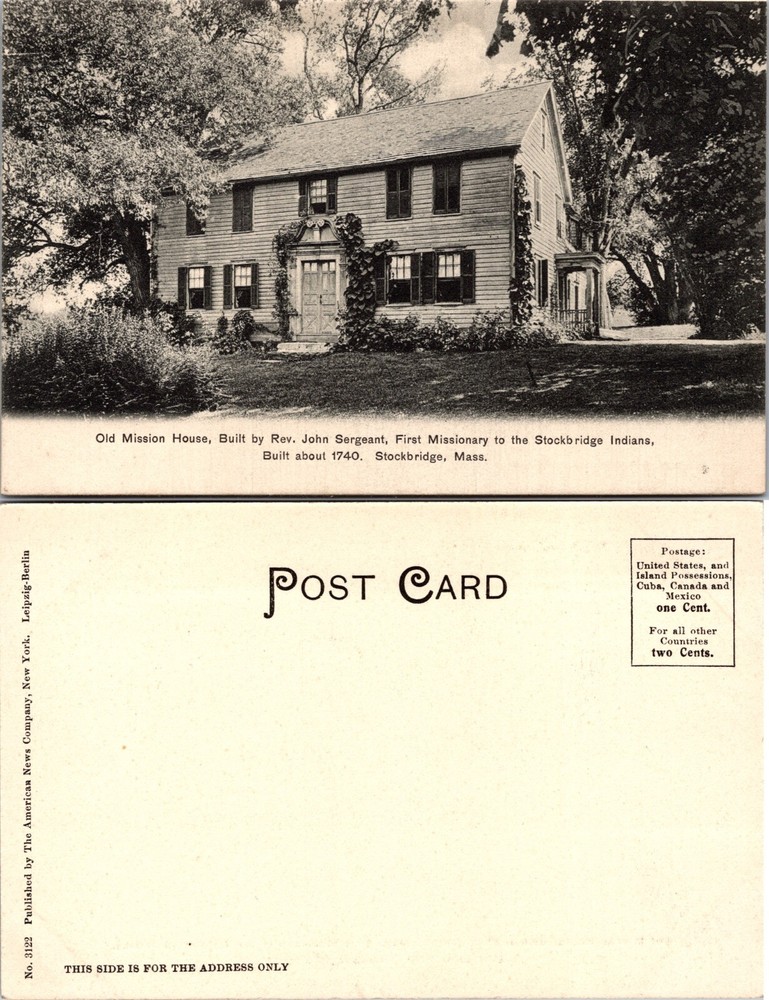 Old Mission House Stockbridge Massachusetts MA Postcard