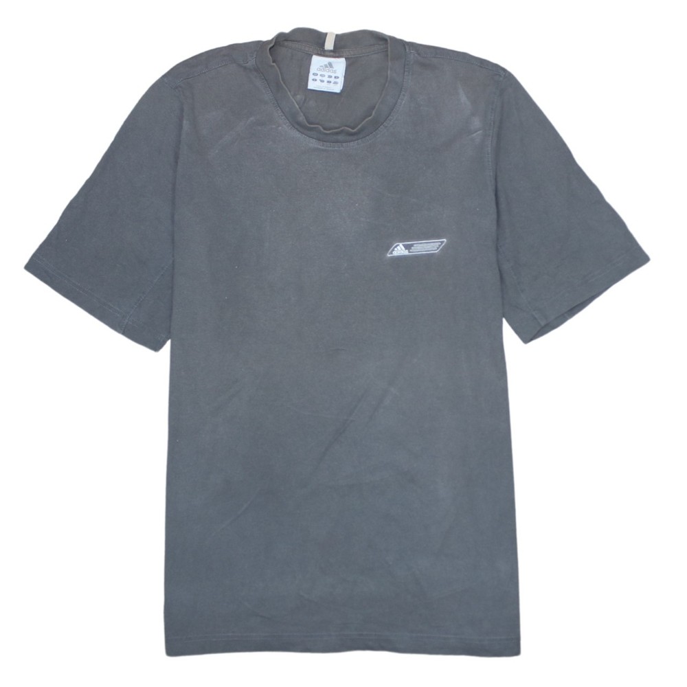 Adidas Mens T Shirt Grey Cotton Blend Faded Performance Logo Athletic Crew M