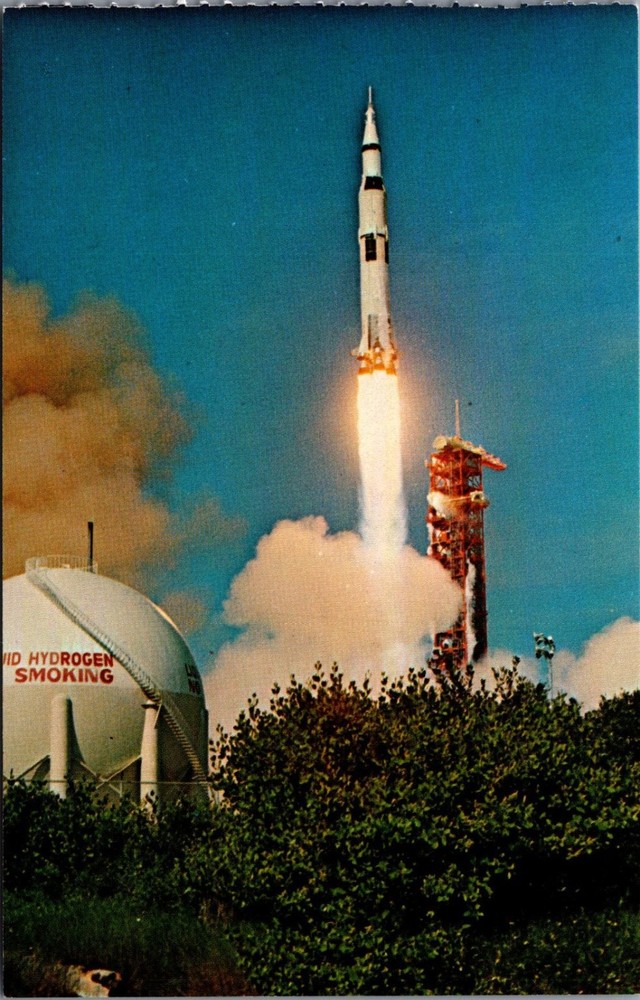 Apollo 15 Saturn V Rocket Launch NASA Kennedy Space Center 1971 Postcard