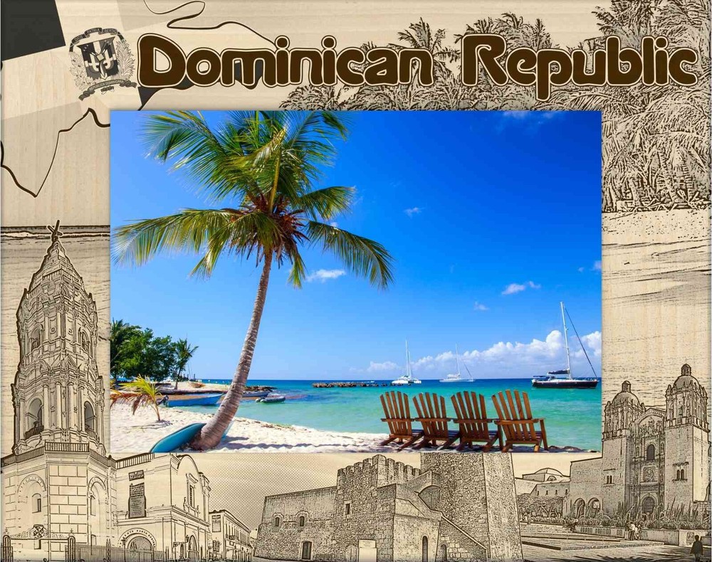 Dominican Republic Laser Engraved Wood Picture Frame Landscape (4 x 6)