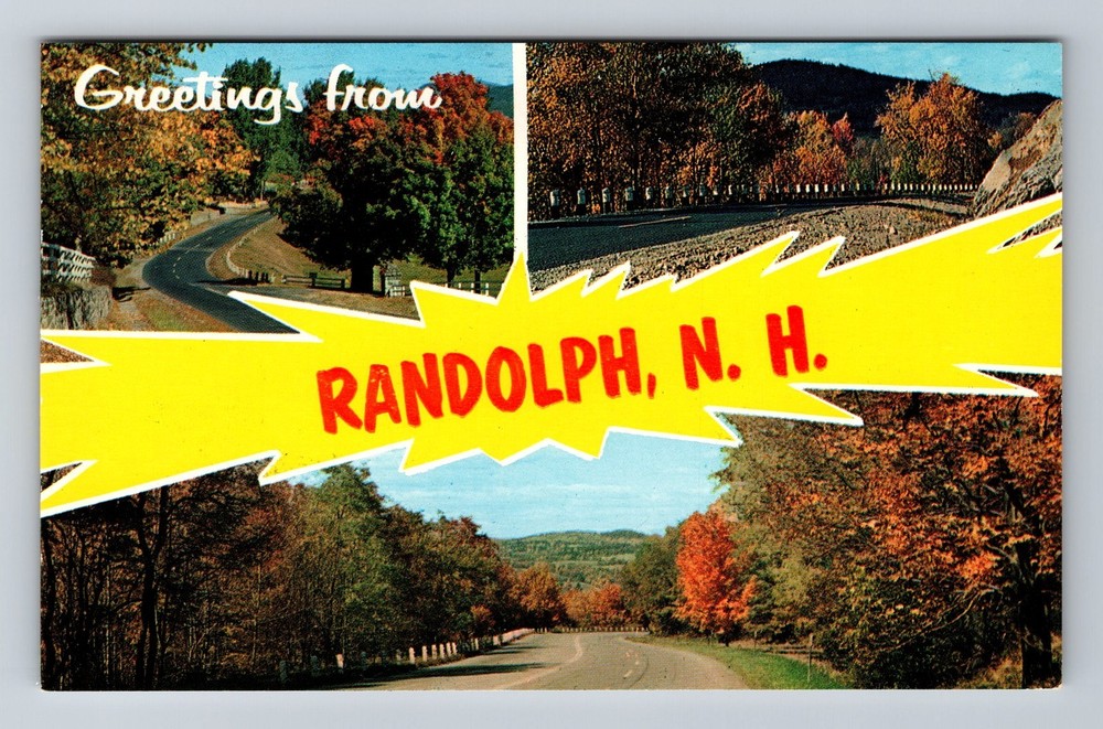 Randolph NH-New Hampshire Banner Greetings Autumn Foliage Road Vintage Postcard