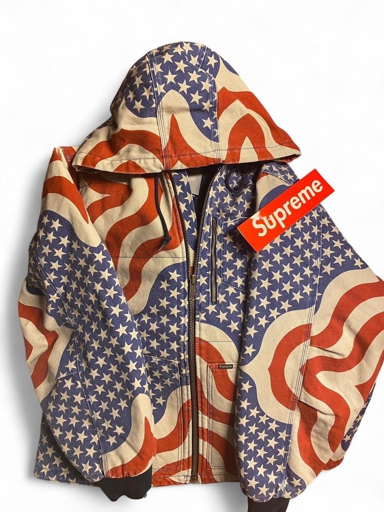 Supreme Flag Quilted Hooded Work Jacket size xxl