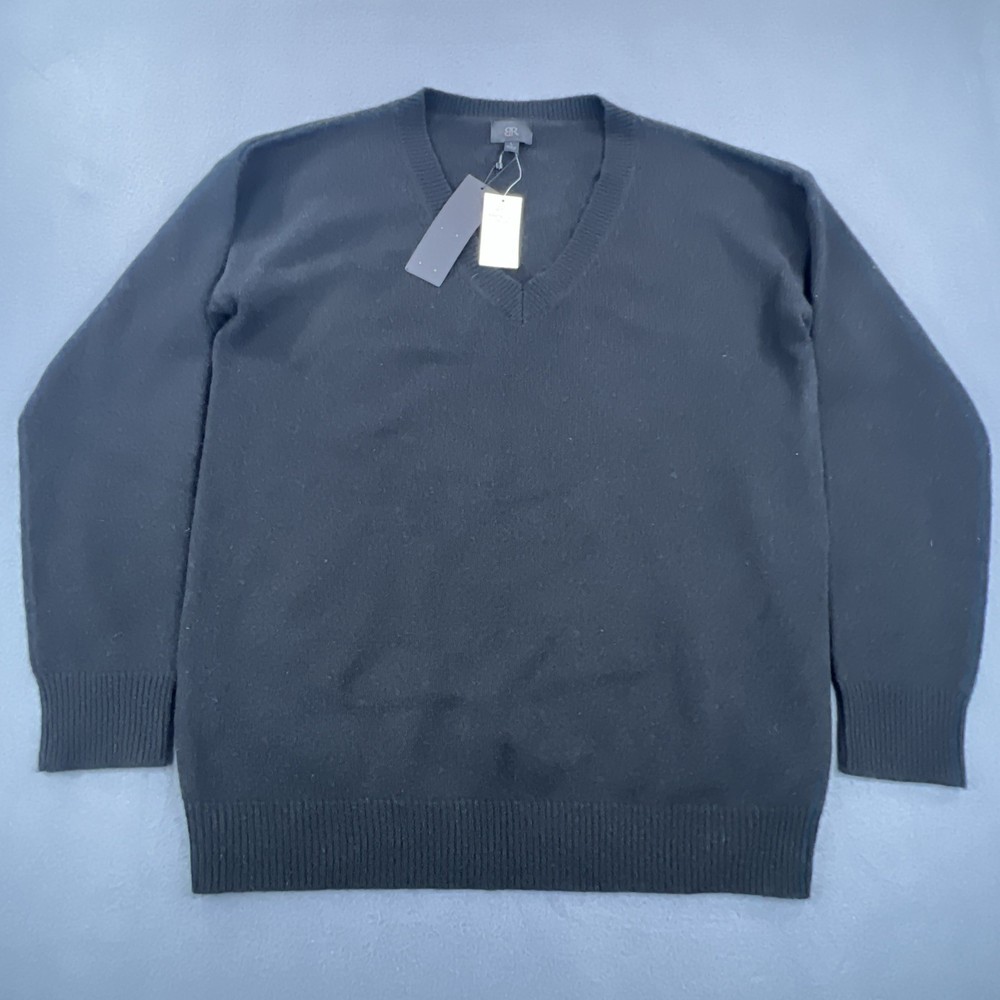 NWD Banana Republic Monogram Wool Cashmere Pullover Sweater Men's Large Black