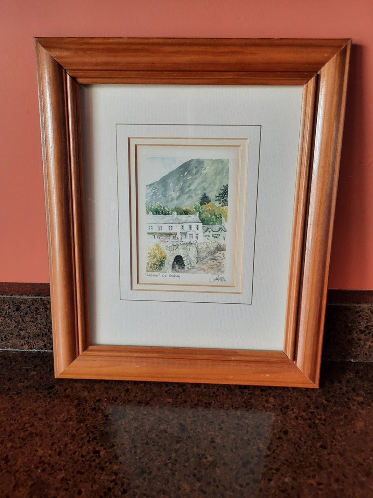 Philip Gray 'Leenane Co. Galway' Framed Watercolor Print Landscape, Irish Art