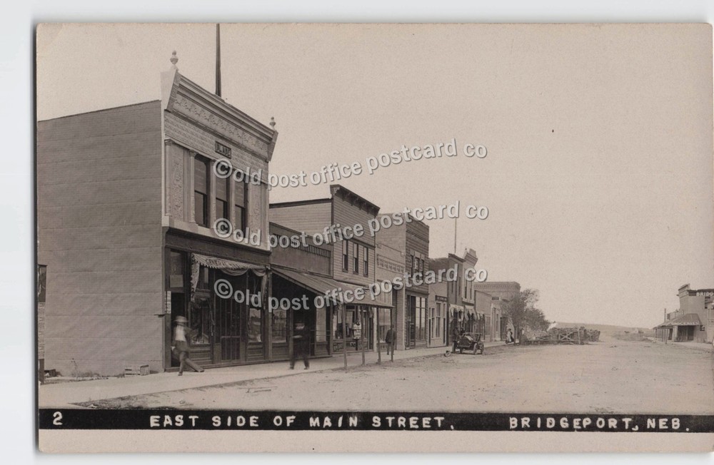 Bridgeport, Nebraska-Main Street Scene-Stores-Auto-c1910-RPPC Photo Postcard