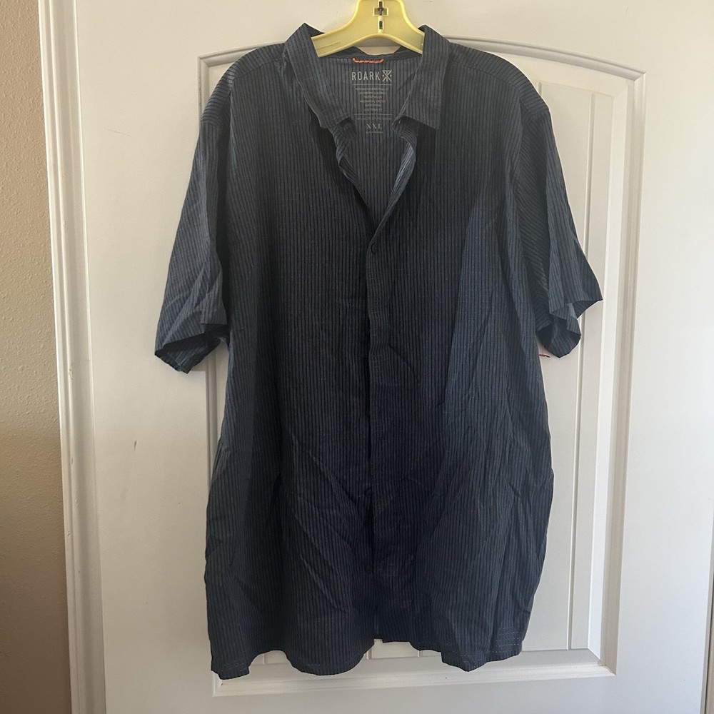Roark Revival Shirt Mens Size XXL SZ 2XL Short Sleeve Button Top Nylon Poly