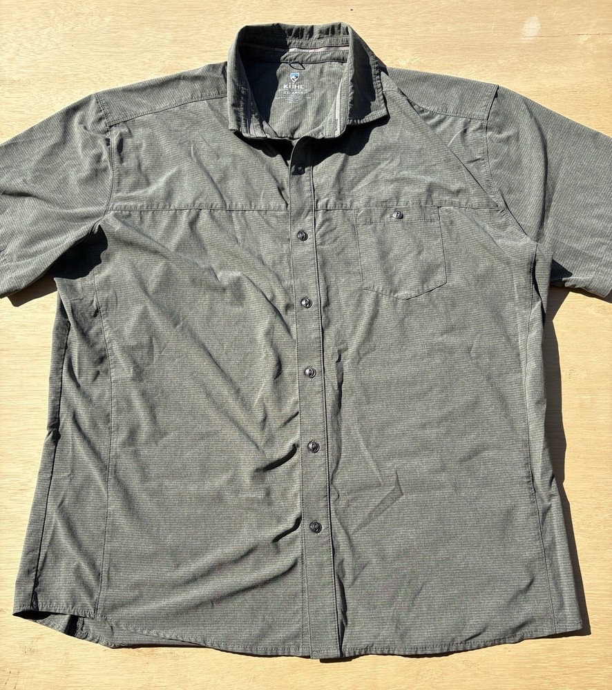 Kuhl Short Sleeve Snap Button Down Mountain Grown Hiking Shirt Size 2XL Green