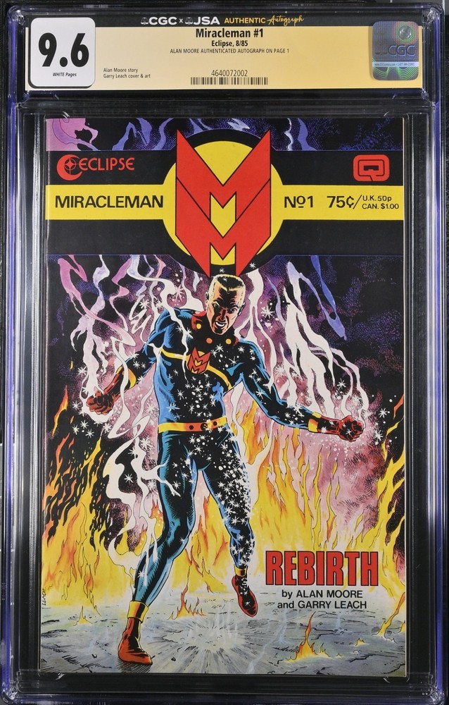 Miracleman #1 CGC x JSA 9.6 Alan Moore Signed Gold San Diego Comic Con Ed. 1985Extremely Rare Gold Edition, Only 400 Copies Were Made!