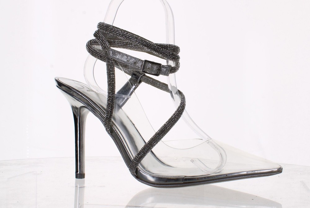 JLO Jennifer Lopez Womens Paz Clear Ankle Strap Heels Size 7.5 7805353