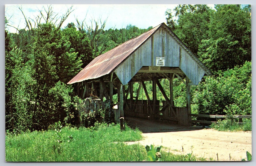 Danville Vermont~Color Photo Of Greenbank Hollow Covered Bridge~Vintage Postcard