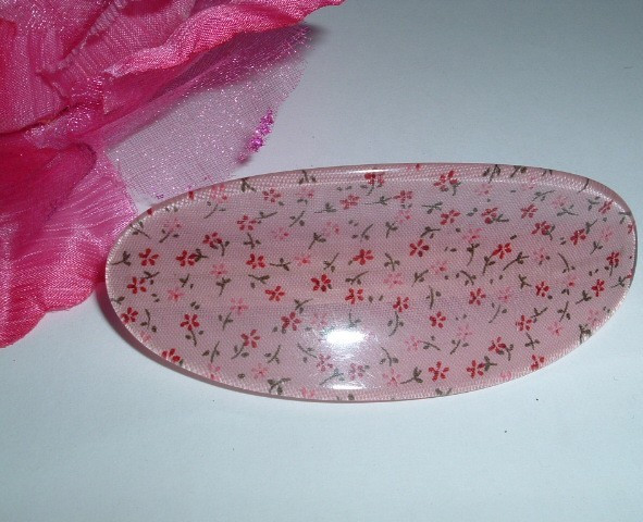 Vintage Pink And Red  Lucite Floral Hair Barrette