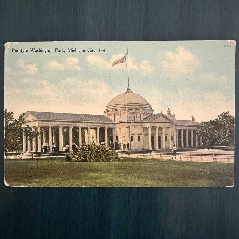 INDIANA Michigan City PERISTYLE WASHINGTON PARK - VINTAGE Postcard Postmark 1910