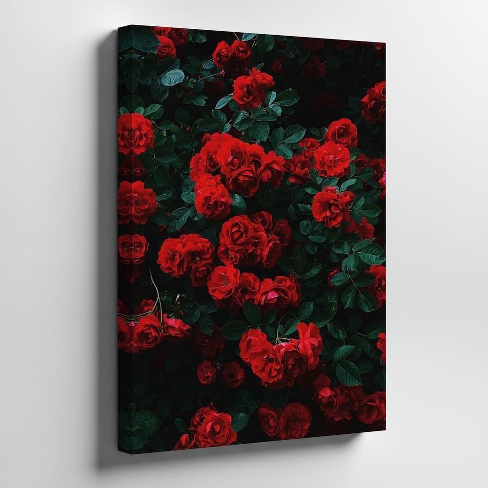 Red Roses Canvas Wall Art Romantic Floral Nature Photography Canvas Print Home