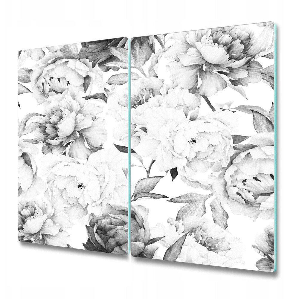 Glass Chopping Cutting Board Worktop Saver Peonies Black and white peony 2x30x52