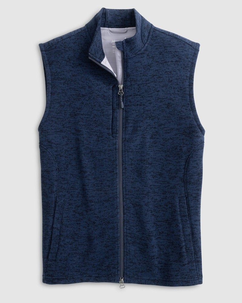 Johnnie-O Big & Tall Denalis Double-Zip Fleece Vest in Navy Size 1XLT