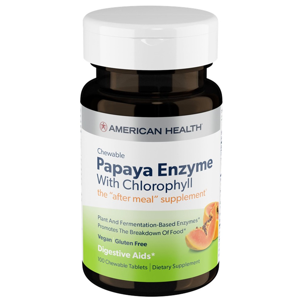 Papaya Enzyme with Chlorophyll - 100 Chewable Tablets - Promotes Nutrient Abs...