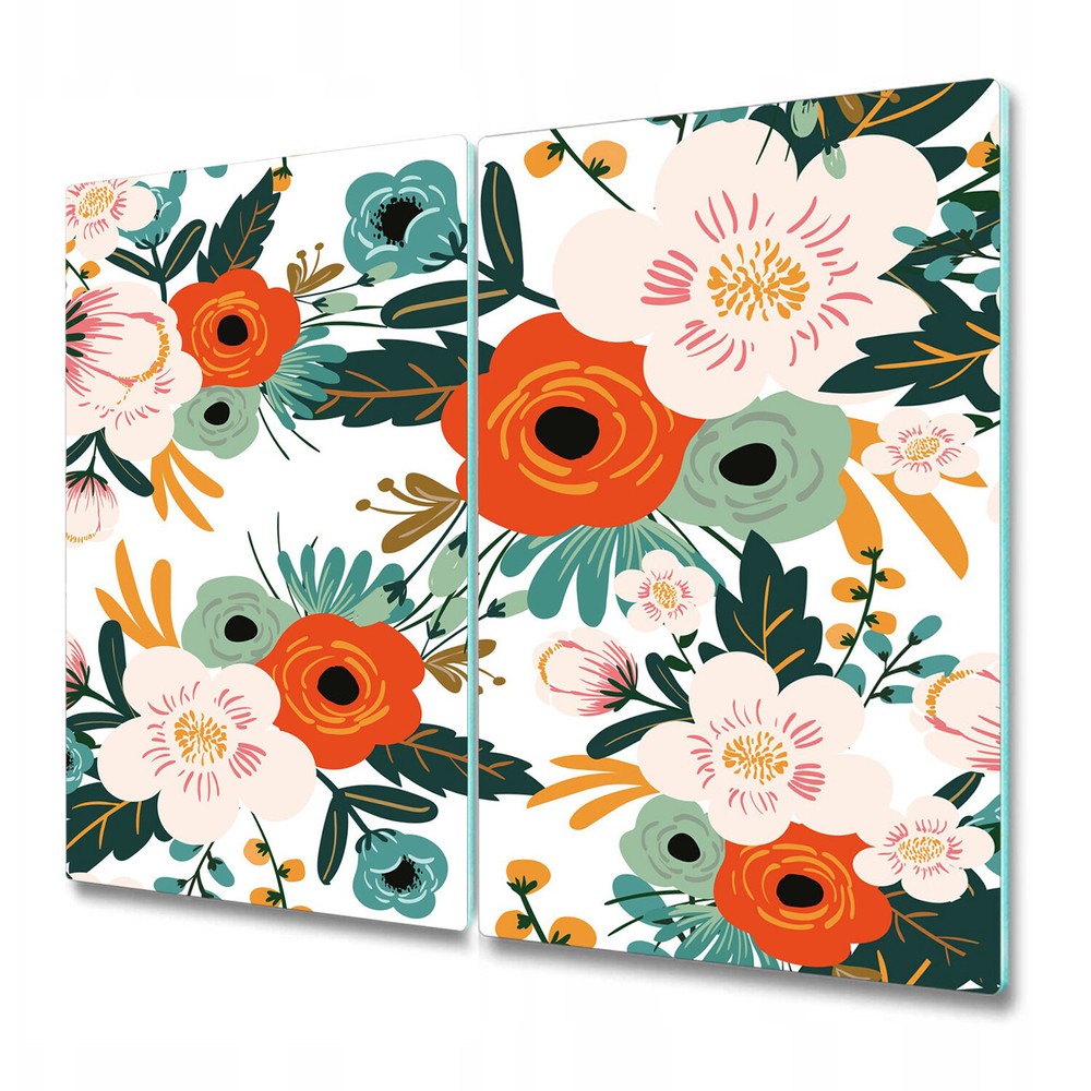 Glass Chopping Board Utensil Worktop Saver Colourful Meadow white 2x30x52