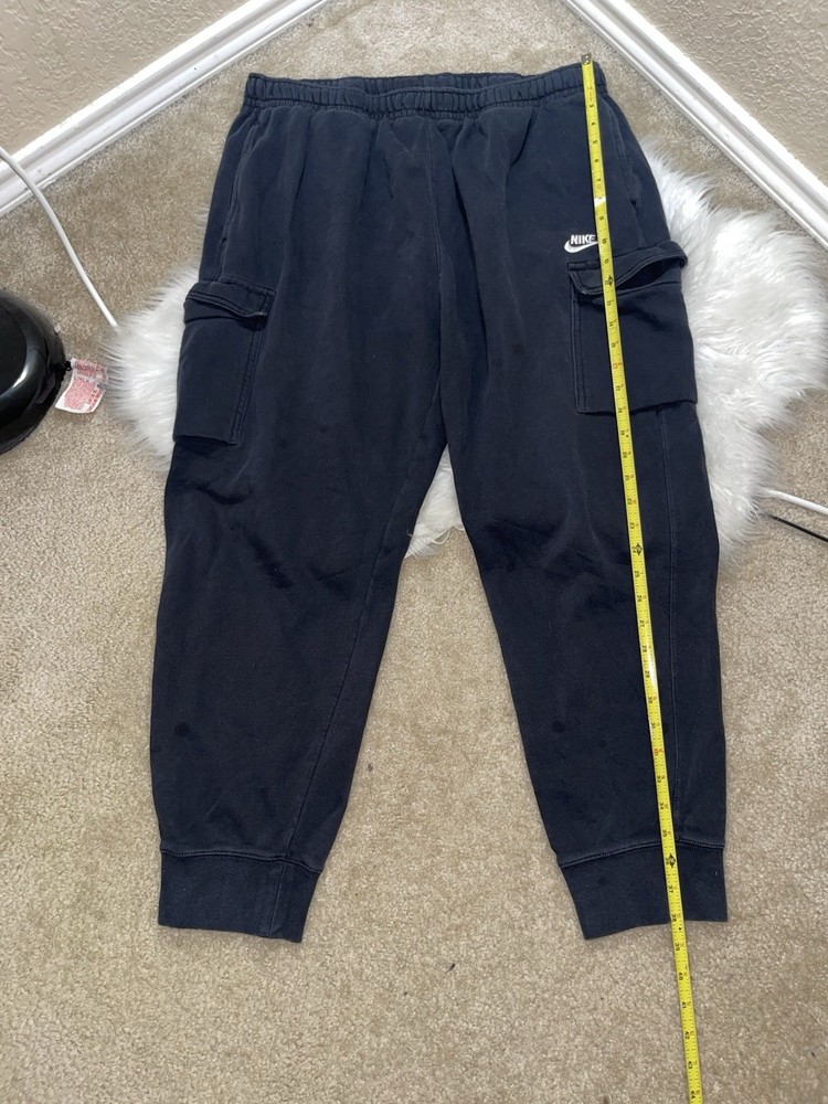 Nike SWEATPANTS Men size XL club fleece cargo tapered black thick jogger