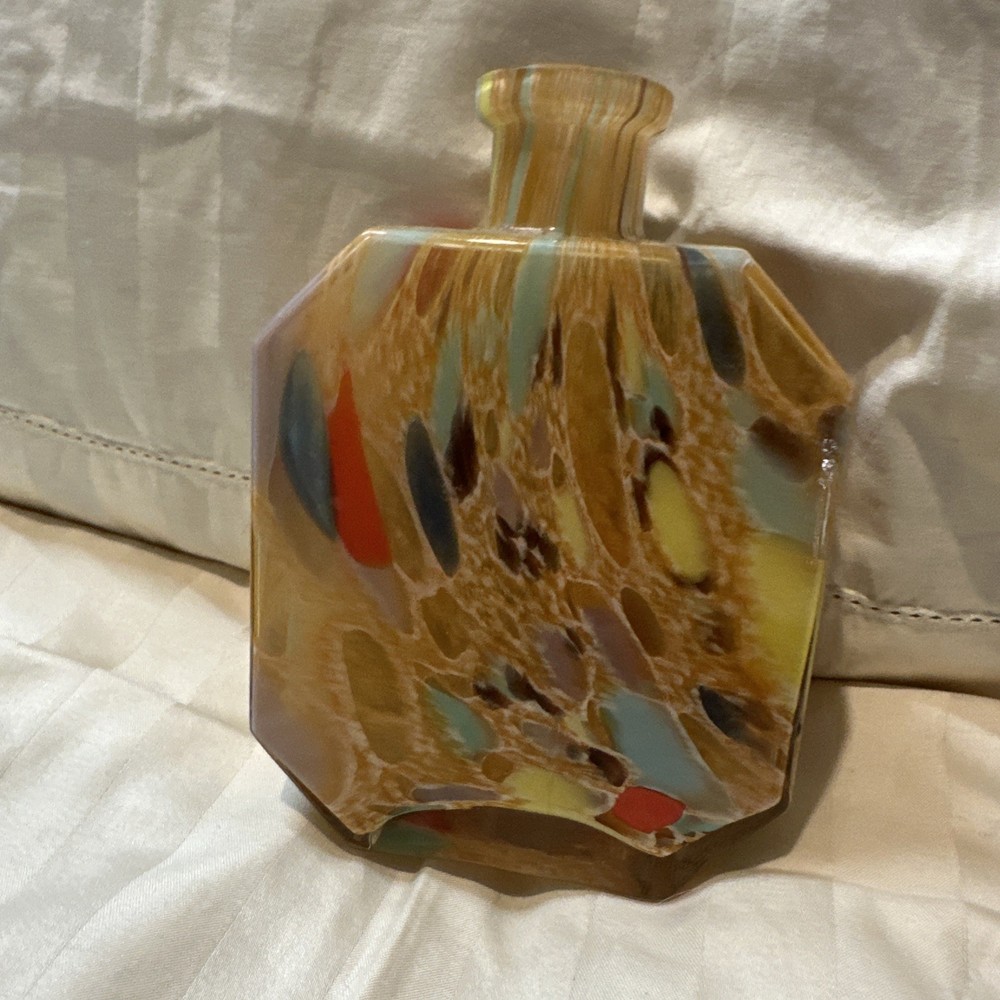 MAESTRI VETRAI HAND BLOWN MURANO  GLASS VASE ITALY SWIRLS 6.25”x 4.5”x2”VTG
