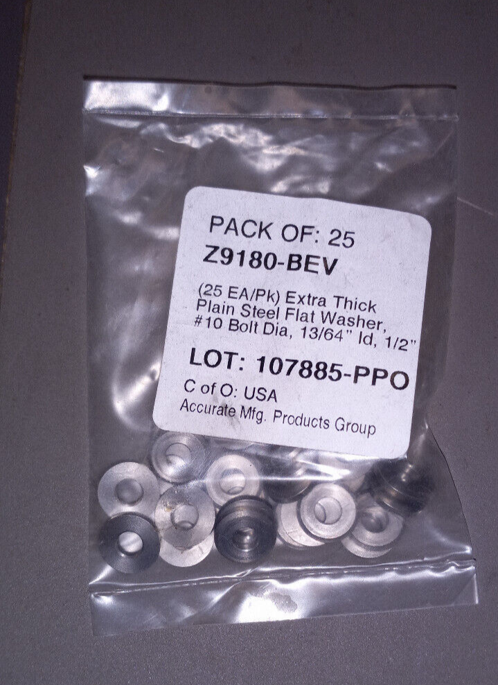 Accurate Mfg. Products - Pack Of 25 - Z9180-BEV - Thick Steel Flat Washers-image