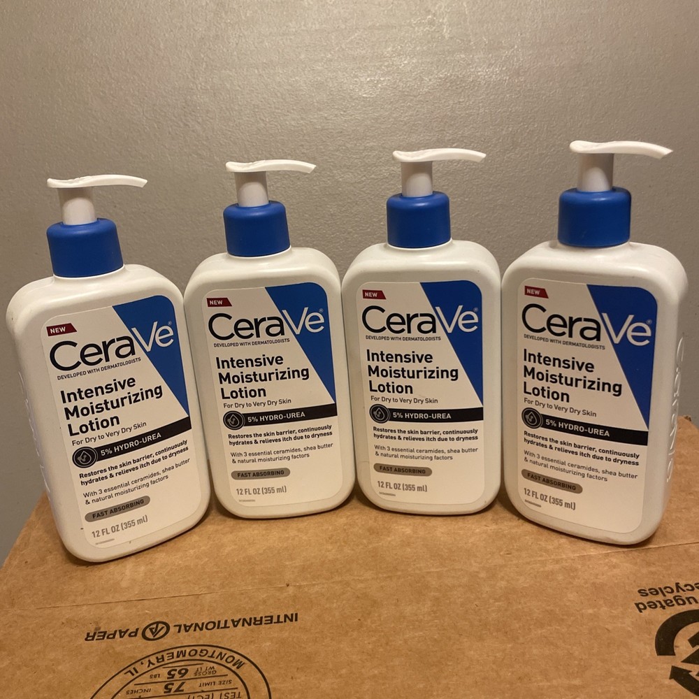 4 bottles- CeraVe Intensive 5% Hydro-Urea Moisturizing Lotion, 12 Fl Oz each