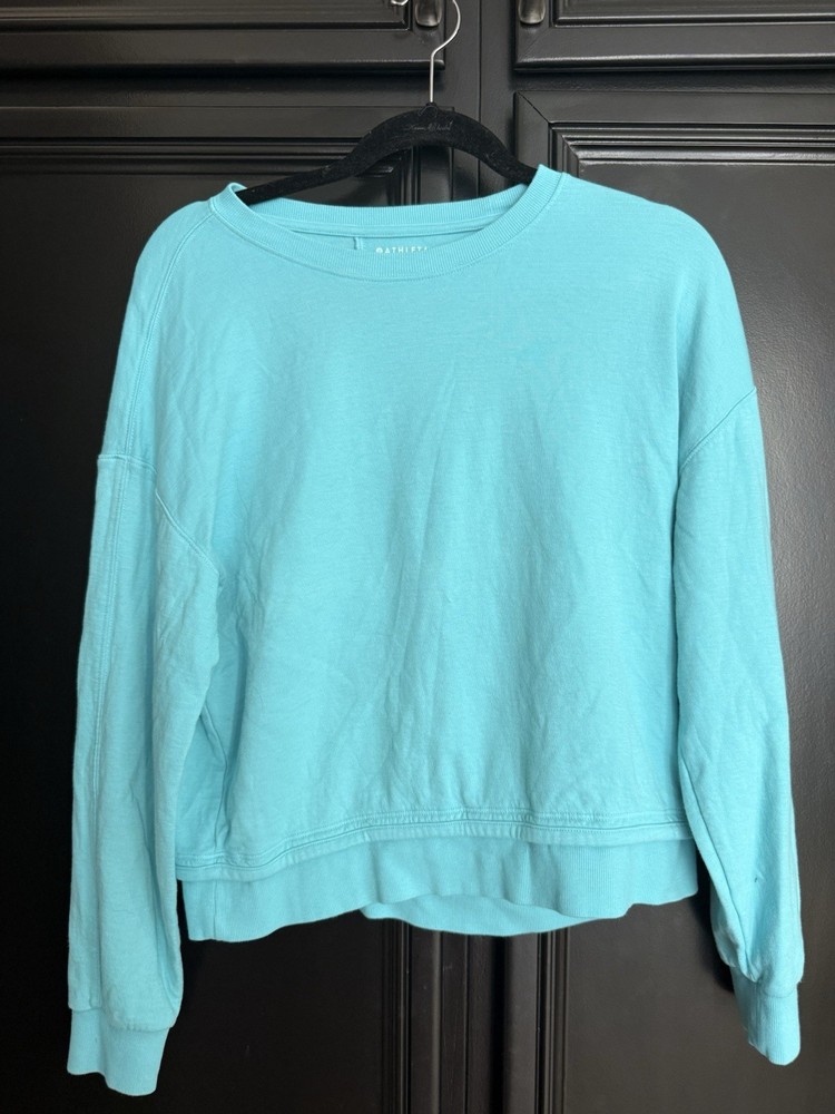 Athleta Blue Pullover Sweatshirt Crew Neck Long Sleeve Women's XS