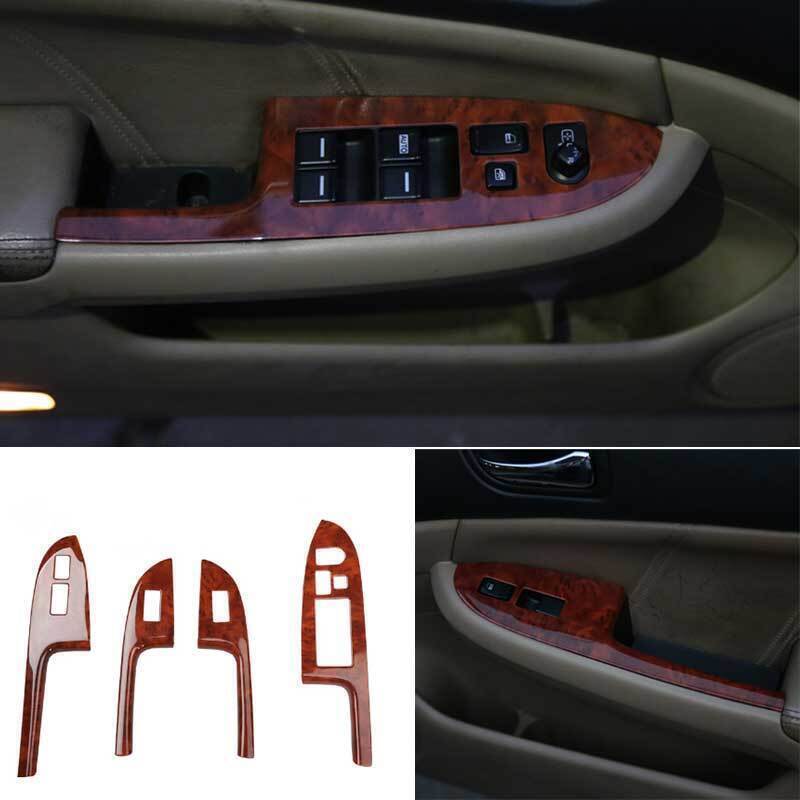 For Honda Accord 7th 2003-2007 Red Wood Grain Window Lift Lock Switch Panel 4Pcs