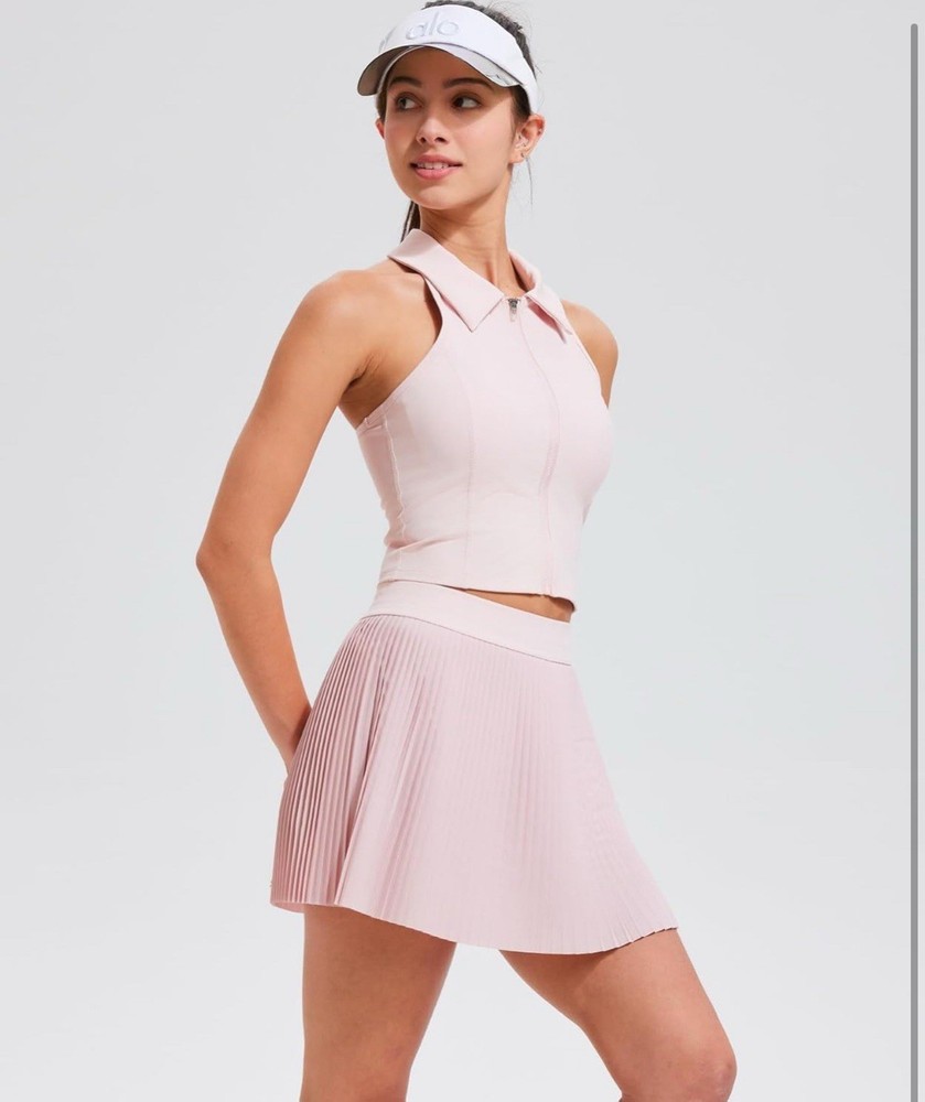 AFZ Women Pleated Tennis Skirt Set Two Piece Racerback With Shorts Size M