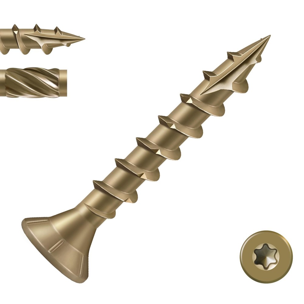 8 x 1-Inch Heavy Duty Bronze Deck Screws - Rust Resistant (198 Pack)