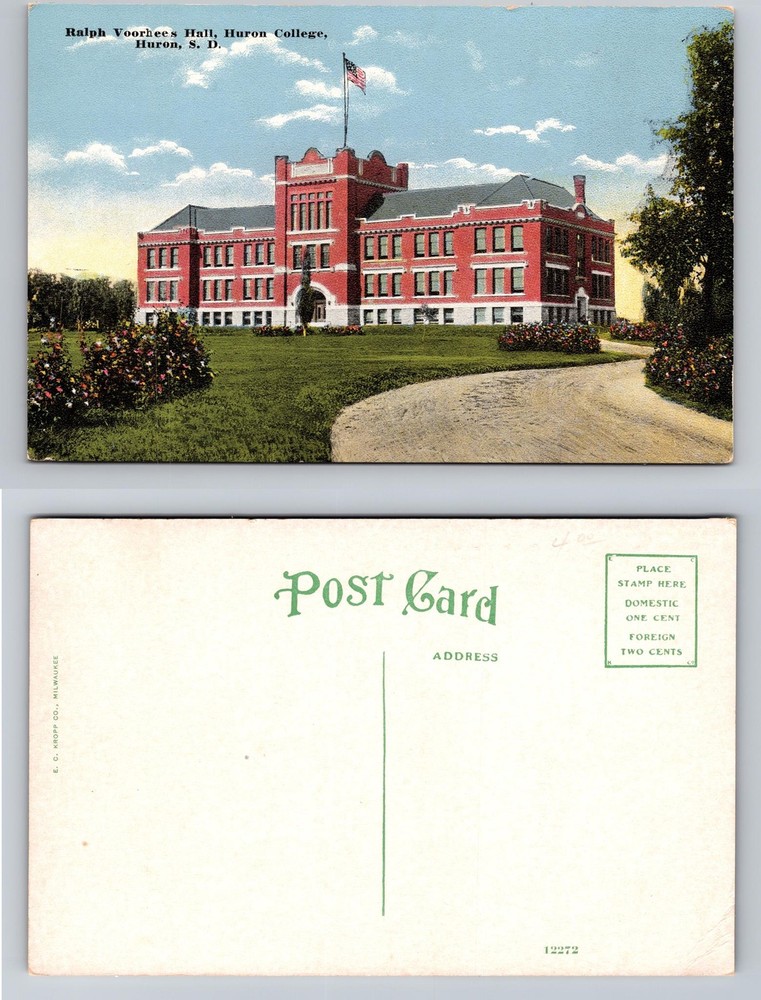 Huron SD-South Dakota Ralph Voorhees Hall Huron College Campus, Vintage Postcard