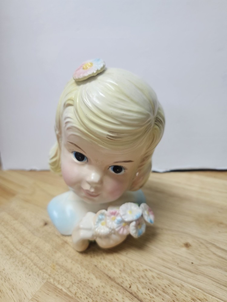 Vintage Ceramic Girl Head Vase