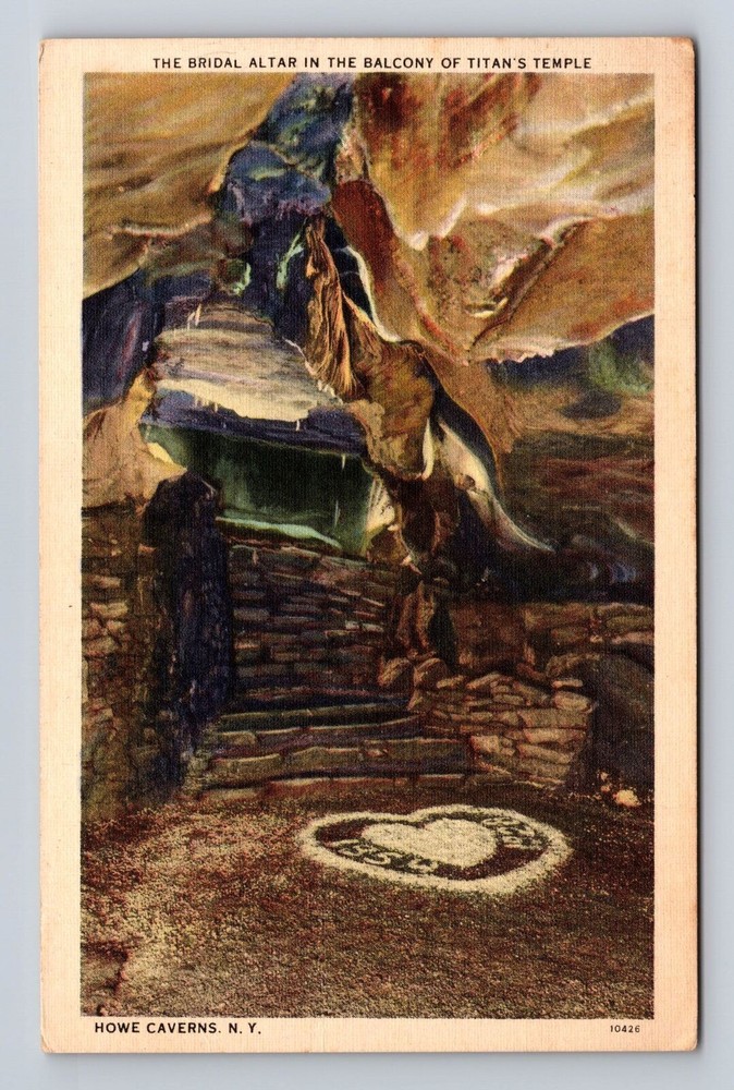 Howe Caverns NY-New York, Bridal Altar, Balcony Titans Temple, Vintage Postcard