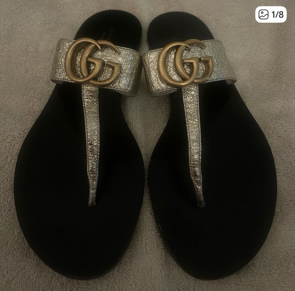 Gucci Double G Women’s Gold Sandals Size 7.5