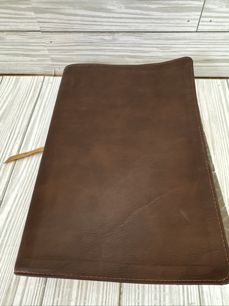Single-Column Wide Margin Reference Bible NKJV Brown Leather by Thomas Nelson