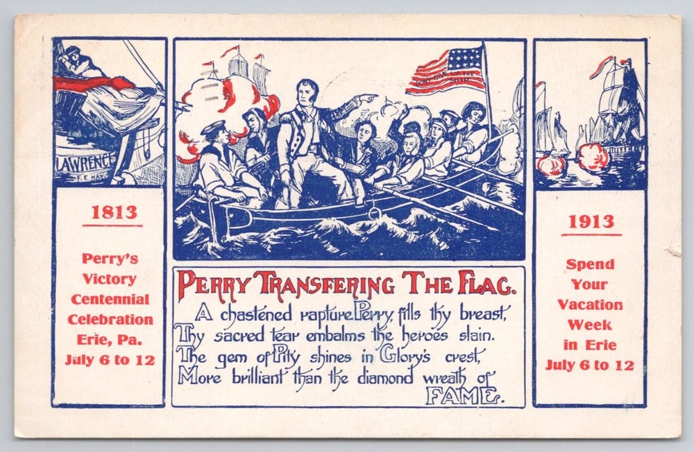 1913 Perry's Victory Centennial Erie PA Postcard - Fleming Art Co.