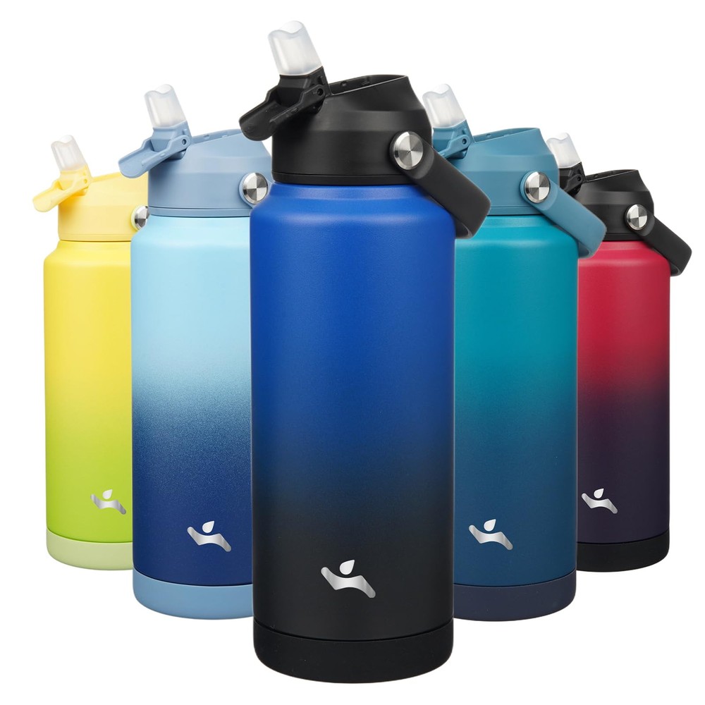 Insulated Water Bottle with Straw Lid,32 oz Stainless Steel Vacuum Metal Bott...