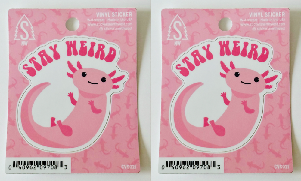 Pink Axolotl Vinyl Decal Stickers - Waterproof Cute Stay Weird Design by NORTHWEST