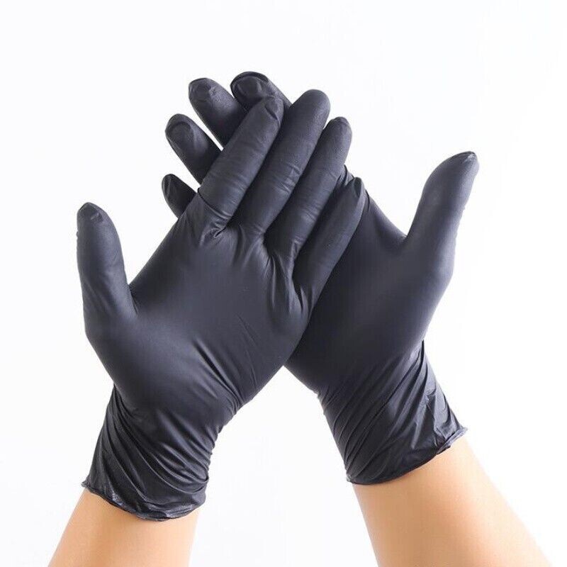 1000 Black Nitrile Heavy Duty Textured Disposable Gloves Latex-Free Large