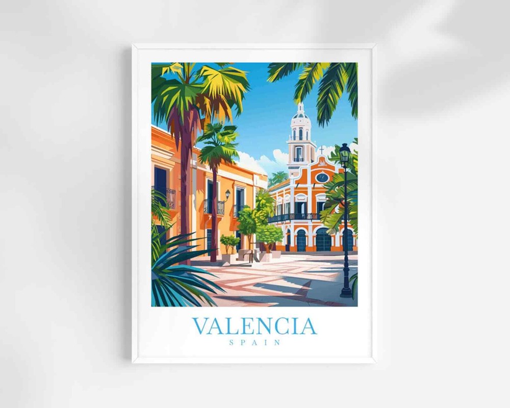 Valencia Print Travel Poster Wall Art Spain Wall Hanging Home Dcor Valencia Art