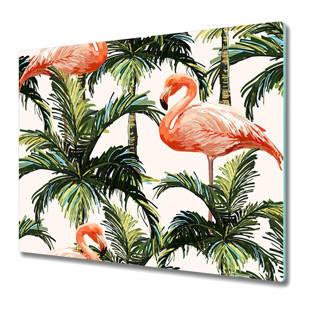 Glass Kitchen Chopping Board Tropical Flamingo and Flamingo Tropical Print 60x52