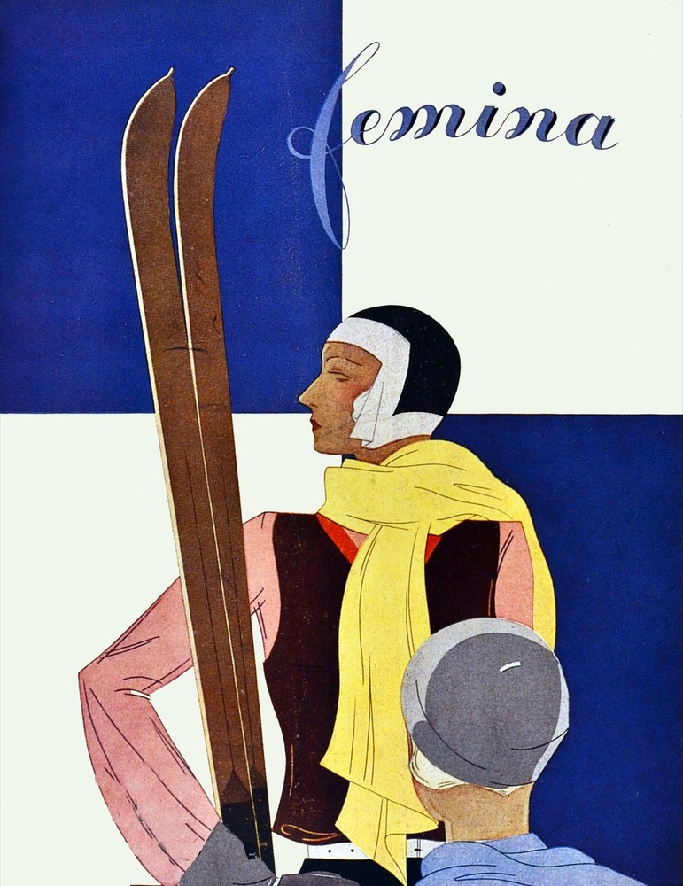 Decor poster.Interior design Art Nouveau.Deco Femina Ski.Style.6286