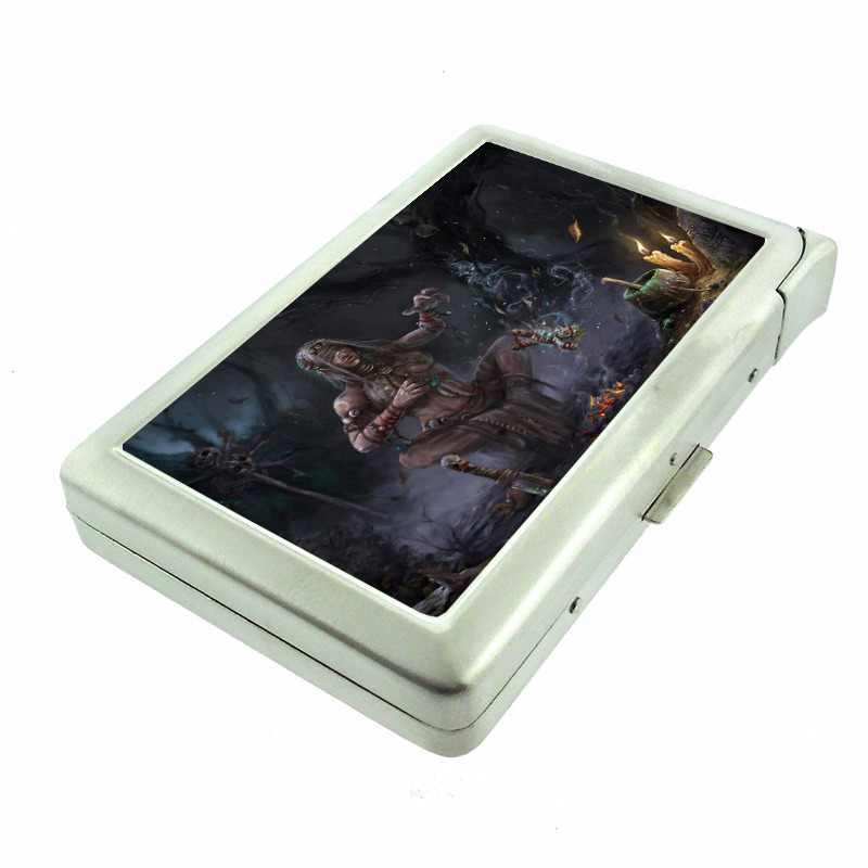 Wizards Witches & Warlock D10 100's Size Cigarette Case with Built in Lighter