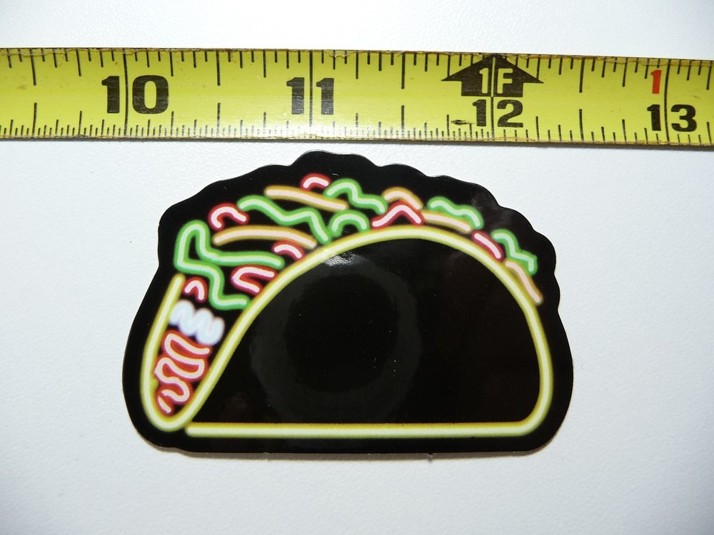 Colorful Neon Sour Cream Cheese Taco Sticker Decal Fun Design