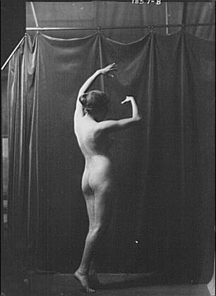 Photo:Sylvia Miss Nude Portrait 1917 Woman Draped Curtains Arnold Genthe