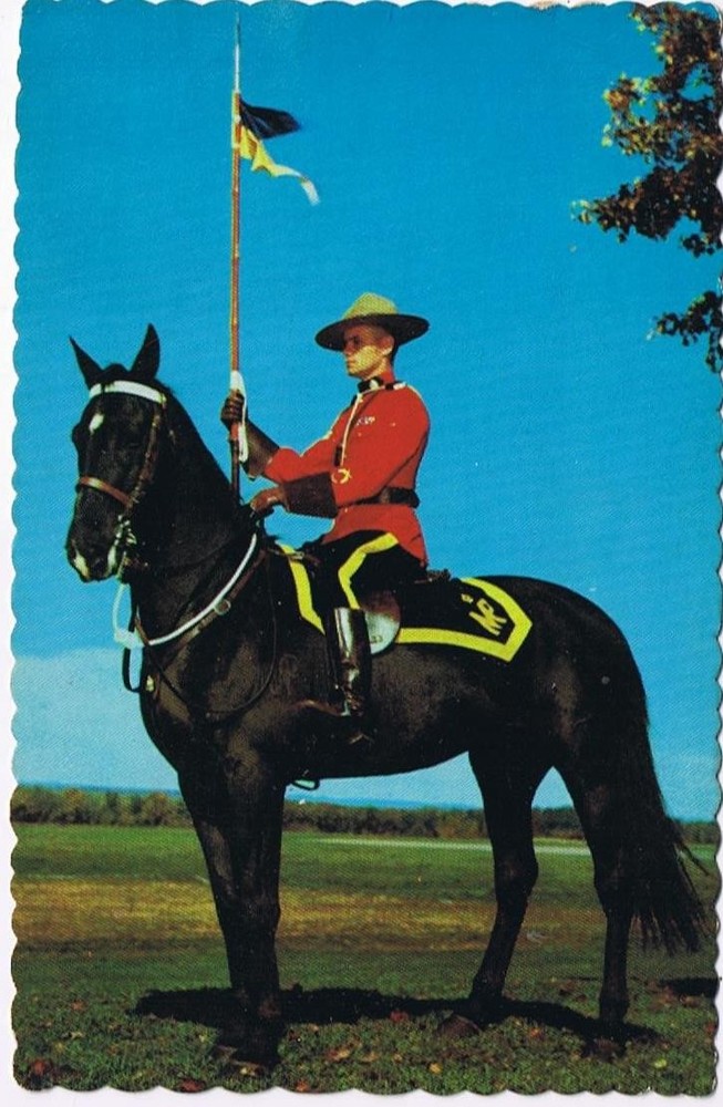 Canada Postcard RCMP Royal Canadian Mounted Police On Horse Pennant
