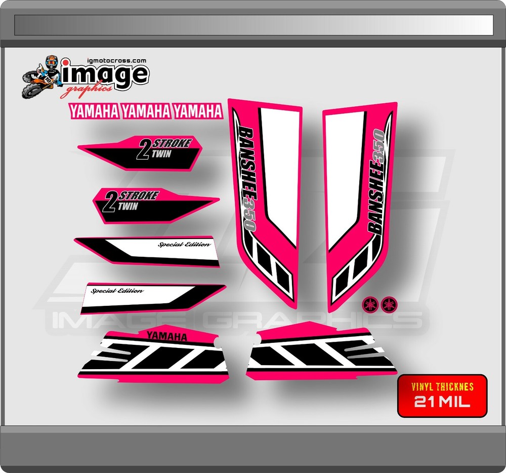 Yamaha Banshee Pink 21mil High Gloss Graphics Kit  