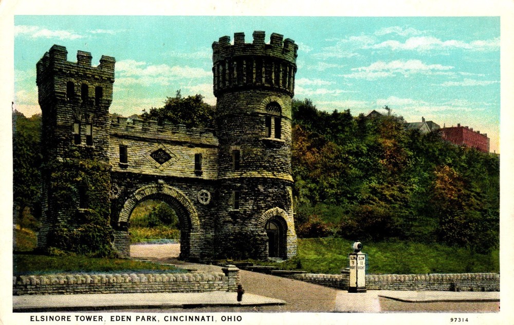 Postcard Elsinore tower, Eden Park, Cincinnati, Ohio