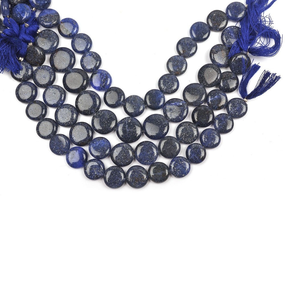 Star Aventurine Quartz Bead Strand 7 Inch 8-11mm Smooth Coin Shape