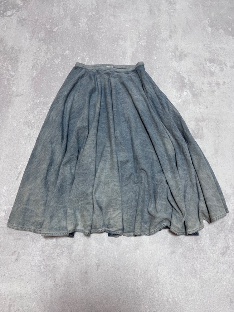 Rare Christian Dior Pleated Denim Midi Skirt Faded cotton Navy Size 38 Women Y2K